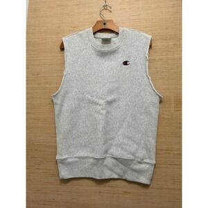 Champion Reverse Weave Sleeveless Sweatshirt Vest Light Gray Small